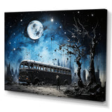 Moonlight urban bus - Bus Canvas Wall Art