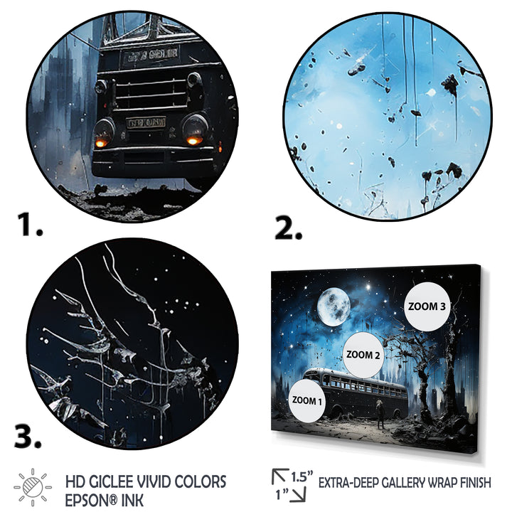 Moonlight urban bus - Bus Canvas Wall Art