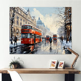 London urban red bus in UK - Bus Canvas Wall Art