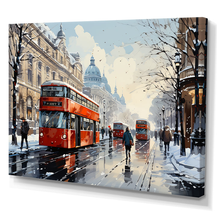 London urban red bus in UK - Bus Canvas Wall Art
