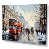 London urban red bus in UK - Bus Canvas Wall Art