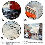 London urban red bus in UK - Bus Canvas Wall Art
