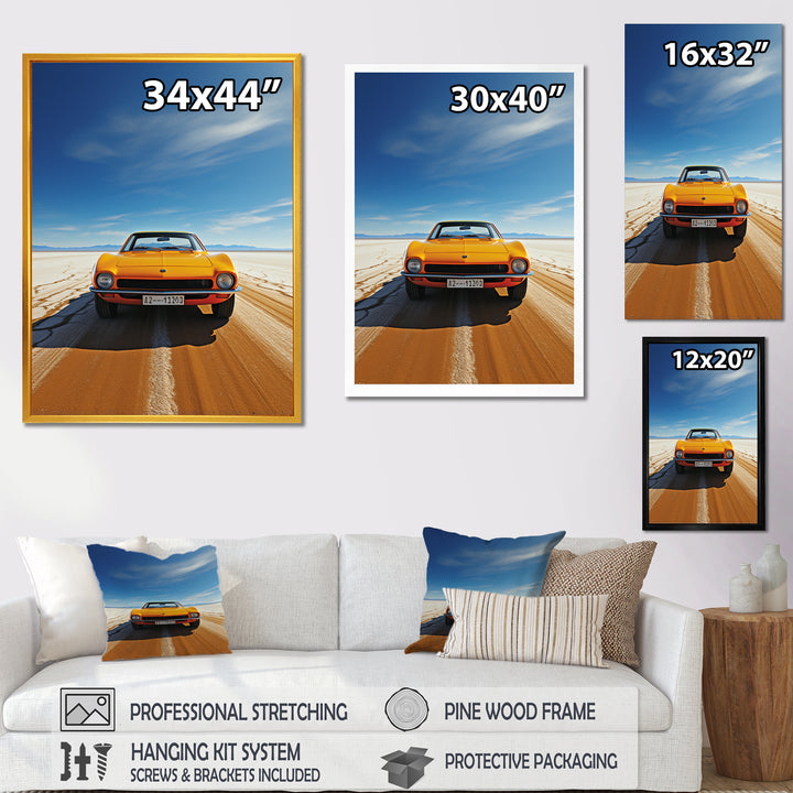 Yellow American muscle Car speedway - Car Muscle Car Canvas Wall Art