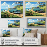 Green Classic American Car on a beach I - Car Old American Canvas Wall Art