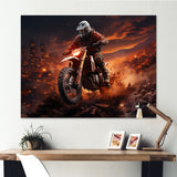 Orange and black Dirt Bike rider I - Motorcycle Canvas Wall Art