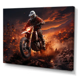 Orange and black Dirt Bike rider I - Motorcycle Canvas Wall Art