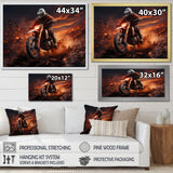 Orange and black Dirt Bike rider I - Motorcycle Canvas Wall Art