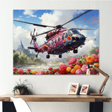 Helicopter springtime flowers horizon - Helicopter Canvas Wall Art