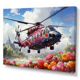 Helicopter springtime flowers horizon - Helicopter Canvas Wall Art