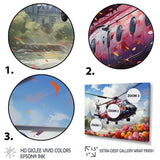 Helicopter springtime flowers horizon - Helicopter Canvas Wall Art