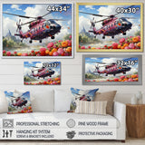Helicopter springtime flowers horizon - Helicopter Canvas Wall Art