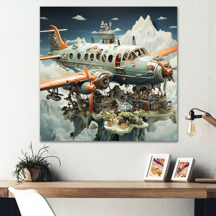 Surreal Plane in the jungle - Plane Canvas Wall Art