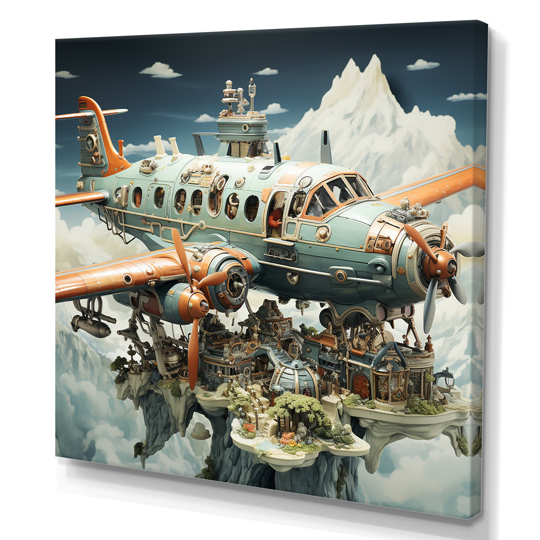 Surreal Plane in the jungle - Plane Canvas Wall Art