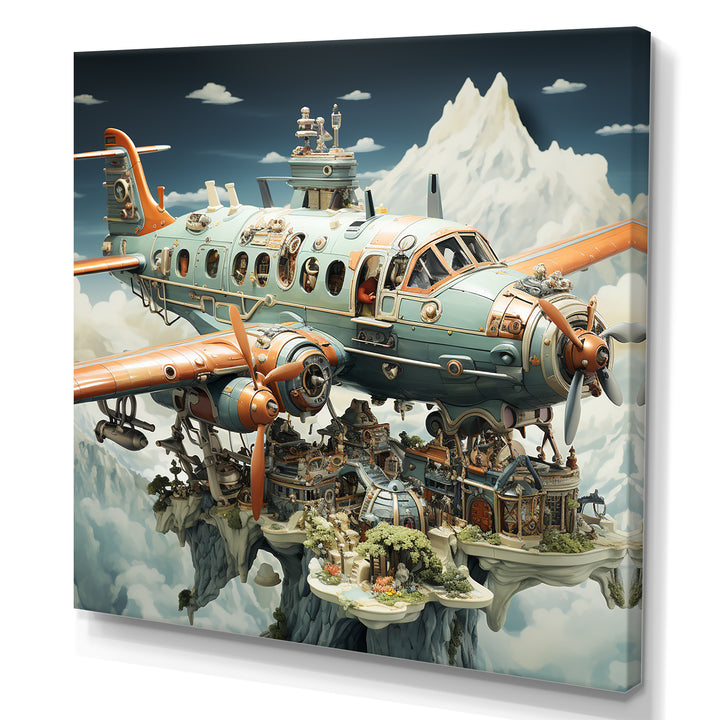 Surreal Plane in the jungle - Plane Canvas Wall Art