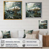 Green crashed Plane in the jungle - Plane Canvas Wall Art