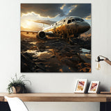 Orange crashed Plane in the jungle - Plane Canvas Wall Art