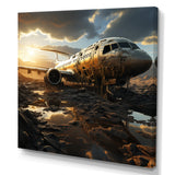 Orange crashed Plane in the jungle - Plane Canvas Wall Art