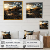 Orange crashed Plane in the jungle - Plane Canvas Wall Art