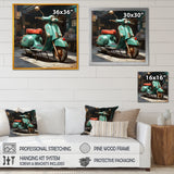 Green Scotter on the streets - Scooter Canvas Wall Art