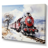 Red and white beautiful countryside train - Transportation Train Canvas Wall Art