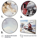 Red and white beautiful countryside train - Transportation Train Canvas Wall Art