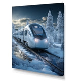 Christmas snow Train Journey I - Transportation Train Canvas Wall Art