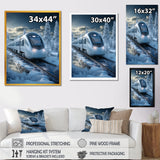 Christmas snow Train Journey I - Transportation Train Canvas Wall Art