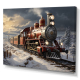 Christmas countryside winter train - Transportation Train Canvas Wall Art