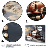 Christmas countryside winter train - Transportation Train Canvas Wall Art