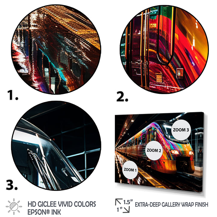 Colorful graffiti Train Journey - Transportation Train Canvas Wall Art