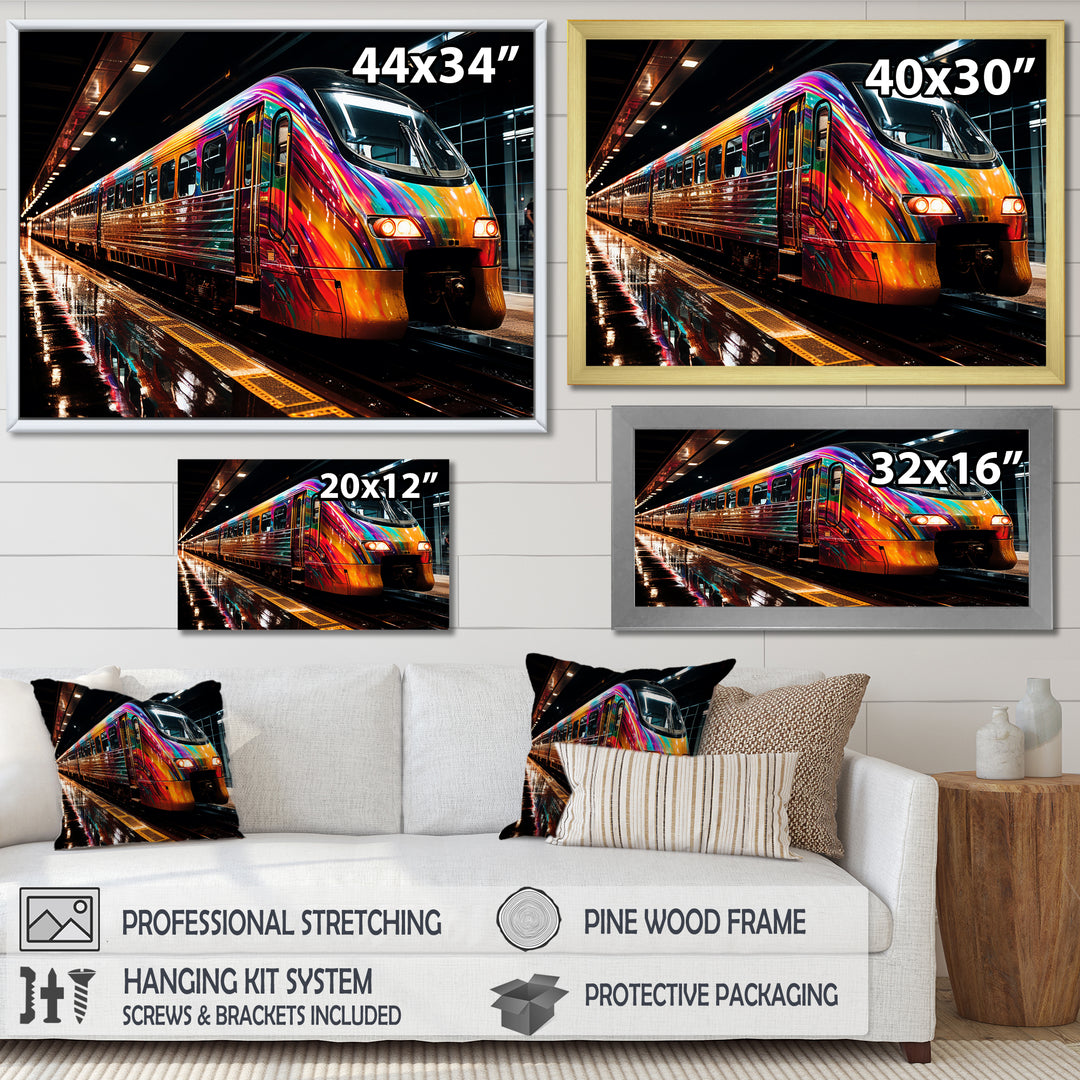 Colorful graffiti Train Journey - Transportation Train Canvas Wall Art