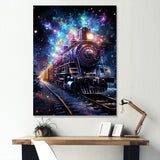 Purple moonlight Train Journey - Transportation Train Canvas Wall Art
