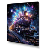 Purple moonlight Train Journey - Transportation Train Canvas Wall Art