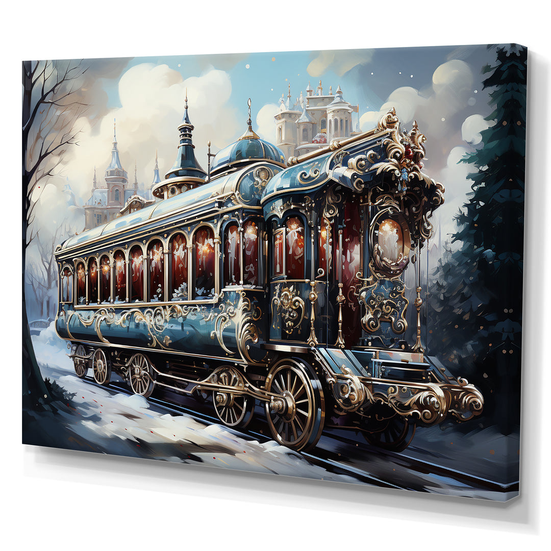 Christmas Train Journey I - Transportation Train Canvas Wall Art