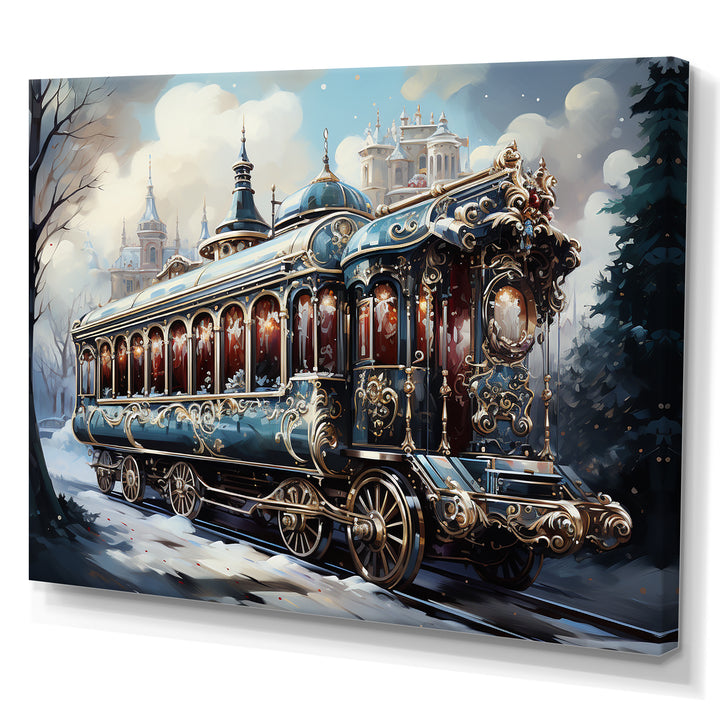 Christmas Train Journey I - Transportation Train Canvas Wall Art