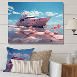 Pink yacht voyage success - Boat Canvas Wall Art