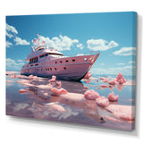 Pink yacht voyage success - Boat Canvas Wall Art