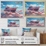 Pink yacht voyage success - Boat Canvas Wall Art