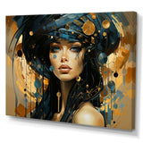 Woman in blue woman in the 50s - Fashion Canvas Wall Art