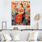 Mexican floral woman portrait  I - Fashion Canvas Wall Art