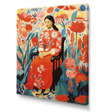 Mexican floral woman portrait  I - Fashion Canvas Wall Art