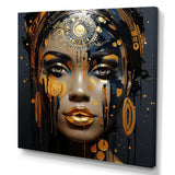 Black and gold Expressive Tribes African Woman I - Fashion Canvas Wall Art