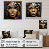 Black and gold Expressive Tribes African Woman I - Fashion Canvas Wall Art