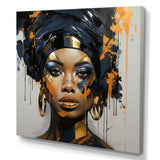 Black and gold Expressive Tribes African Woman IV - Fashion Canvas Wall Art