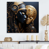 Cubism black and gold African Mother  II - Fashion Canvas Wall Art