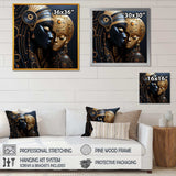 Cubism black and gold African Mother  II - Fashion Canvas Wall Art