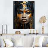 Yellow and blue African Grace Portrait of Beauty IV - Fashion Canvas Wall Art