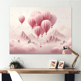 Pink Air Balloon Adventure on Peak - Hot Air Balloon Canvas Wall Art