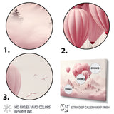 Pink Air Balloon Adventure on Peak - Hot Air Balloon Canvas Wall Art