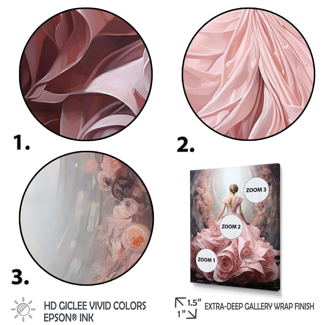 Pink and white woman ballet solitude II - Abstract Canvas Wall Art